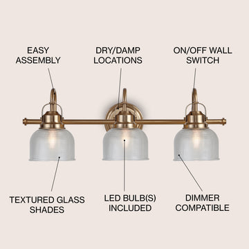 Virginia Metal/Glass LED Vanity Light